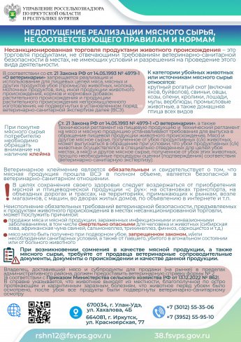 ВАЖНО! НЕДОПУЩЕНИЕ РЕАЛИЗАЦИИ МЯСНОГО СЫРЬЯ, НЕ СООТВЕТСТВУЮЩЕГО ПРАВИЛАМ И НОРМАМ