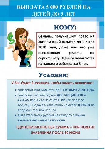 Семьи получат выплату 5 тысяч рублей на детей до трех лет