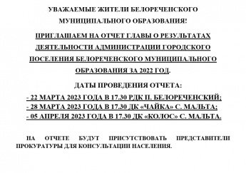 Объявление об отчете главы  2023